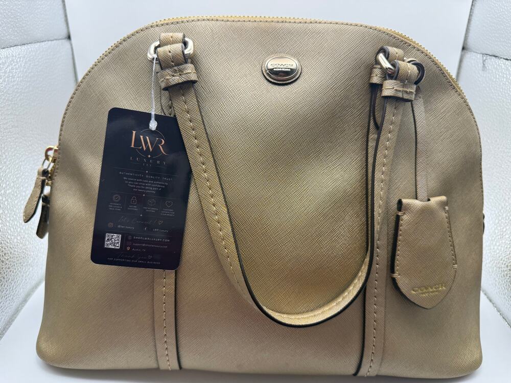 Coach Dome Satchel - Camel/Tan Saffiano
